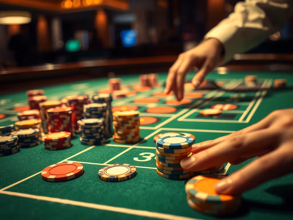 Jetons de casino disposés sur le tapis de roulette pour les mises précises