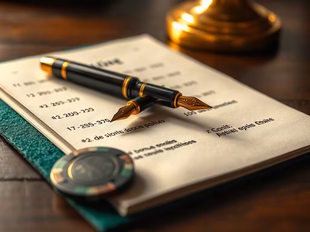Calcul du wagering de bonus casino avec notes et stylo sur bureau