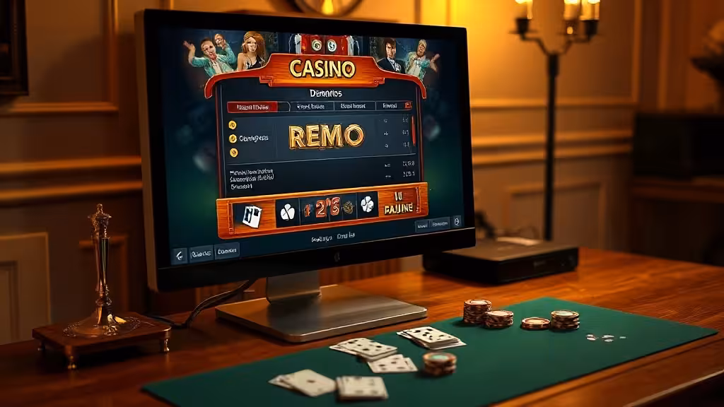 Interface de casino 770 en mode démo avec jetons et cartes sur bureau