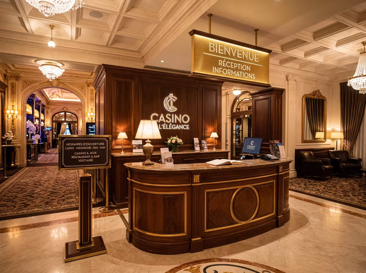 Hall d'accueil du Casino Aix-les-Bains avec informations pratiques