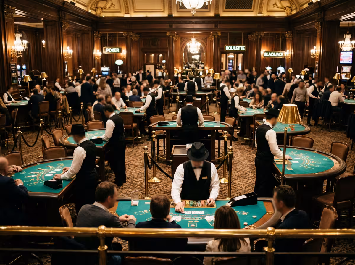 Salle de jeux du Casino Forge-les-Eaux avec tables et croupiers