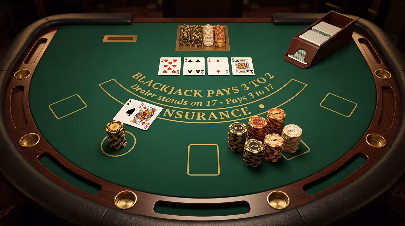 Table de jeu d'un casino lyonnais avec jetons dorés et tapis vert feutrine