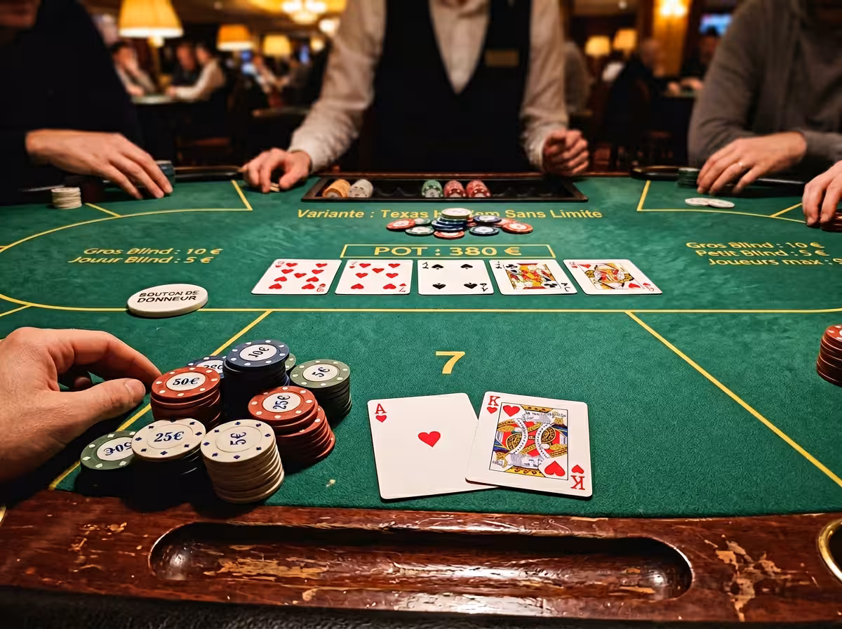 Sept cartes en Texas Hold'em, deux privatives et cinq communes