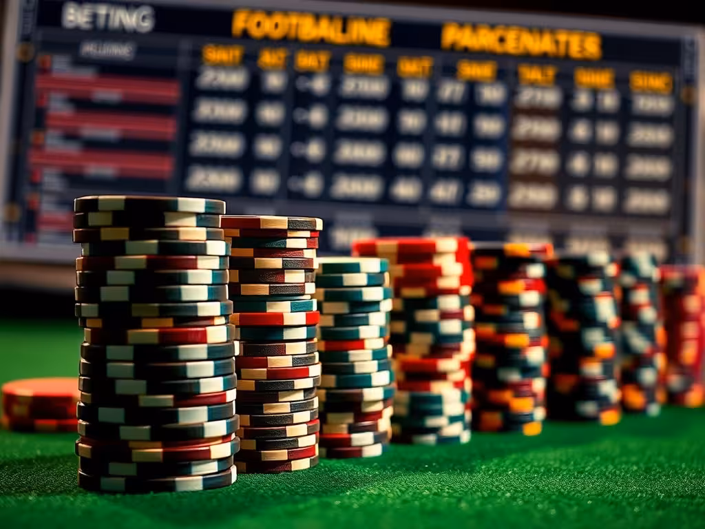 Jetons de casino empilés illustrant la gestion rigoureuse et proportionnelle d'une bankroll de paris sportifs