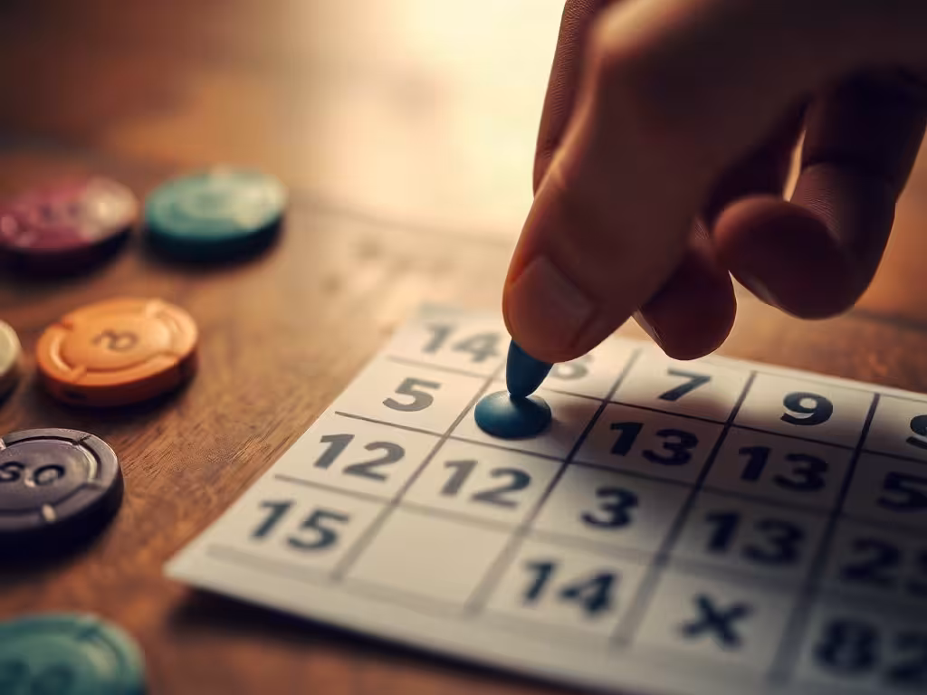 Gros plan sur le marquage d'une case de grille bingo FDJ avec la main du joueur