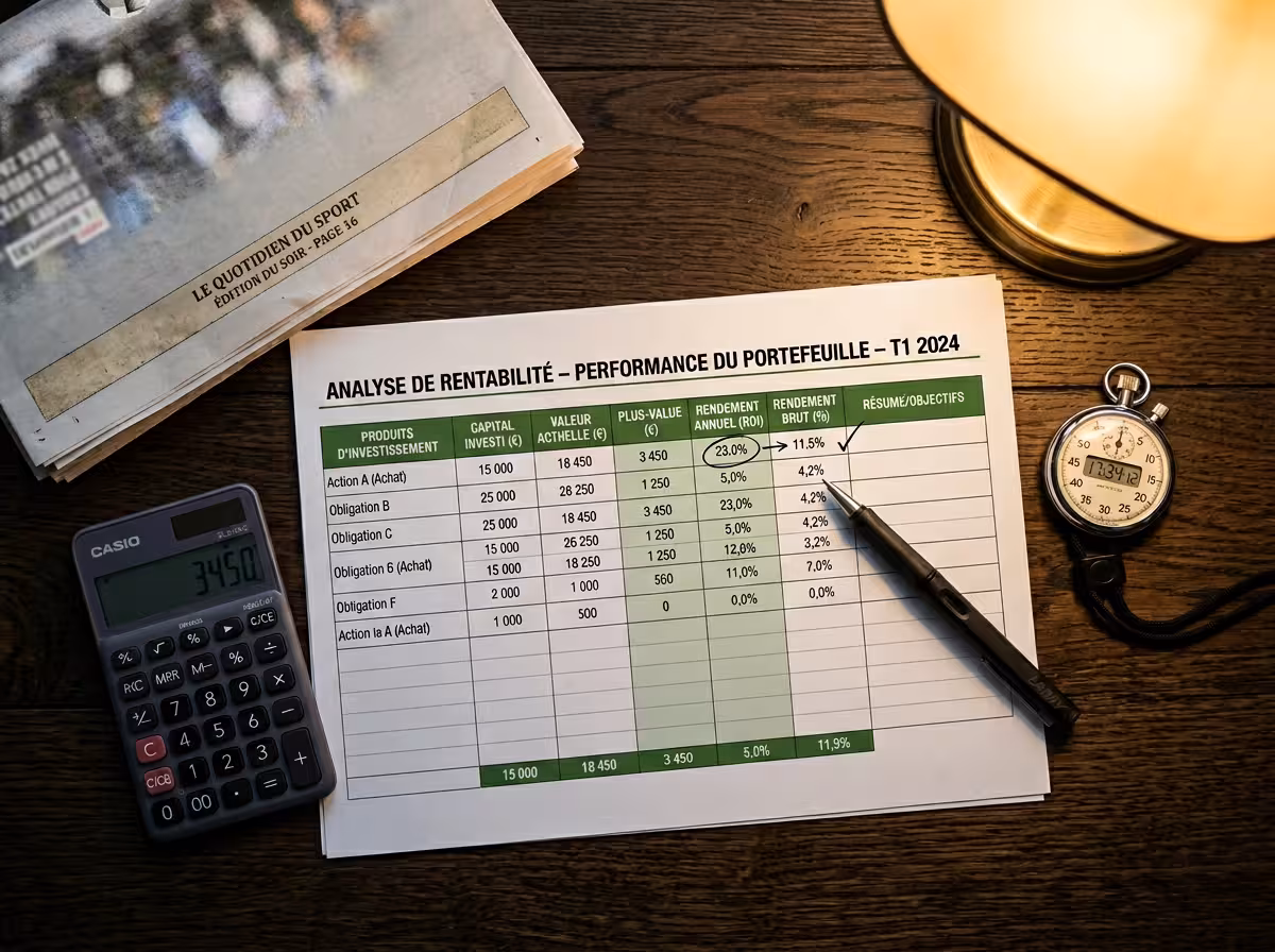 Tableau d'évaluation d'un tipster avec calculs de ROI et yield sur les pronostics football