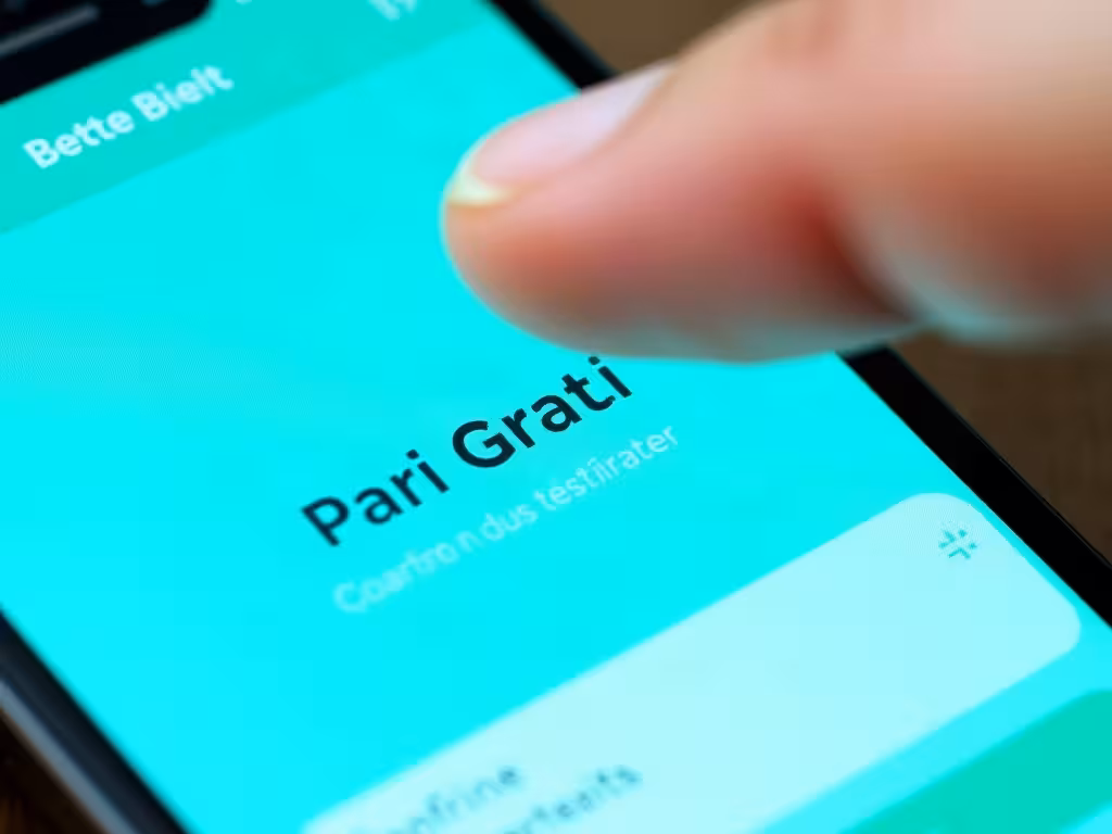 Interface de pari mobile affichant une option de freebet avec bouton de validation