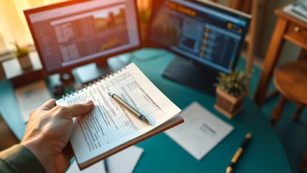 Espace de travail du parieur hippique avec carnet d'analyse et interface turf
