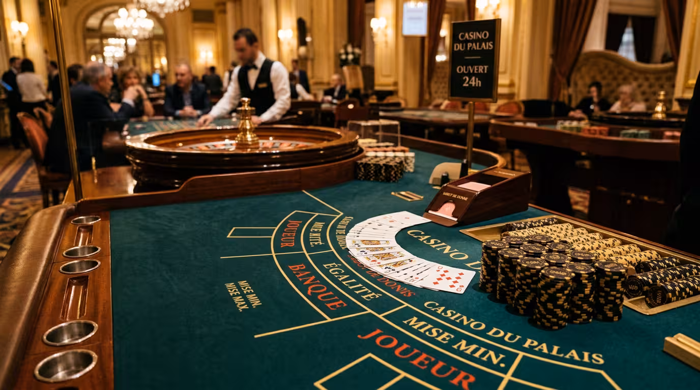 Table de casino avec cartes et jetons illustrant les jeux casino gratuit en ligne
