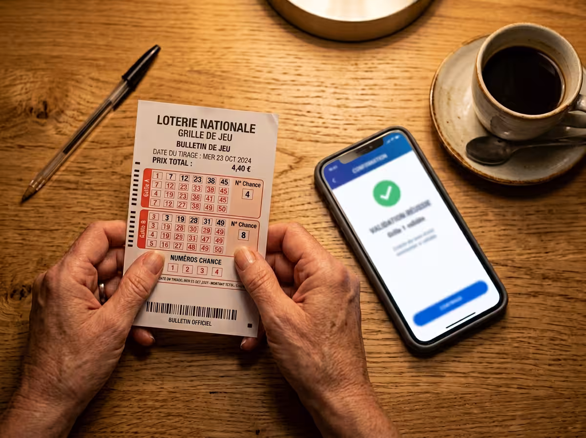Vérification d'une grille de Loto étape par étape sur smartphone après le tirage