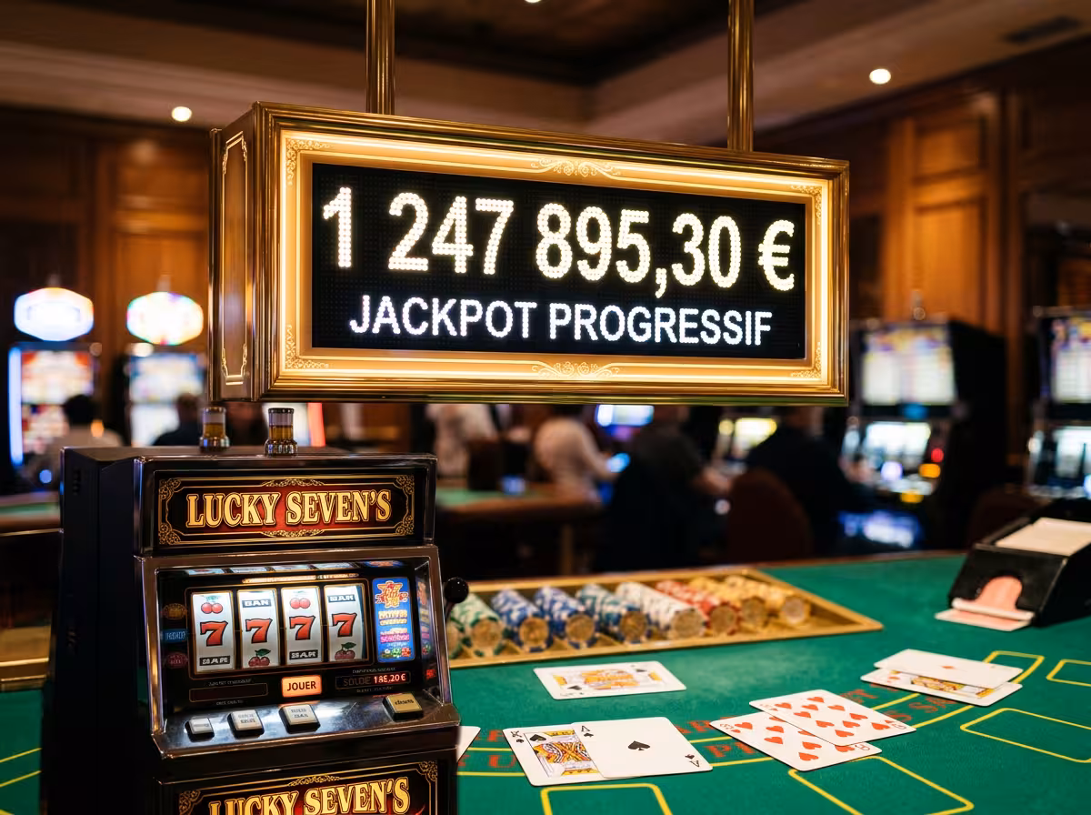Compteur de jackpot progressif affichant le montant accumulé dans un casino