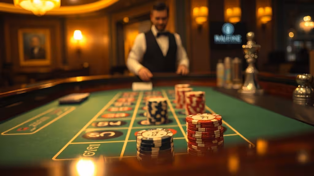 Table de roulette avec jetons alignés, ambiance casino analytique et professionnelle