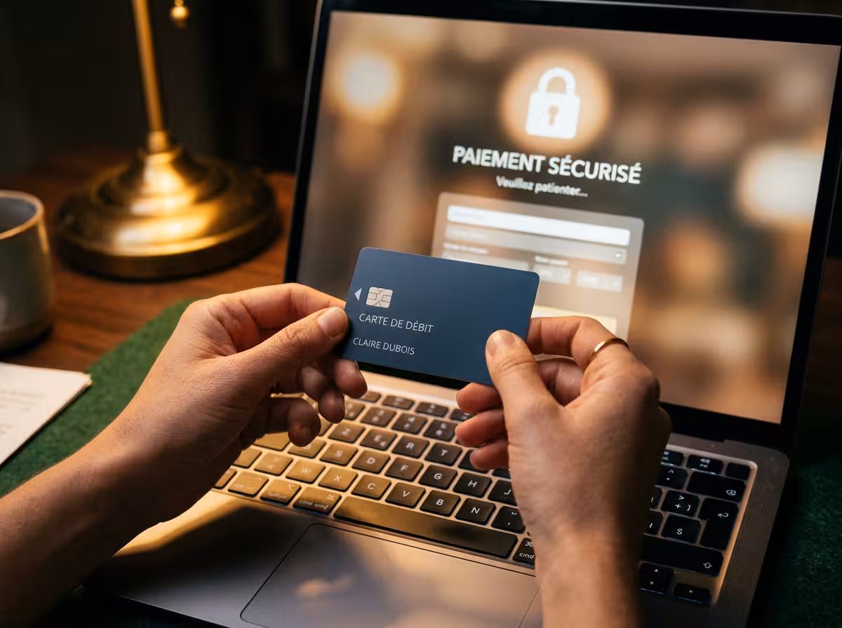 Carte bancaire et écran sécurisé symbolisant la sécurité d'un paiement casino en ligne