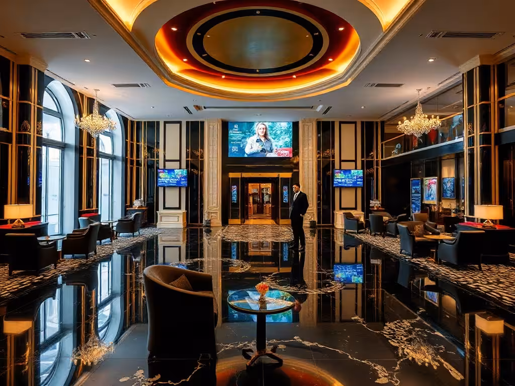 Réception d'un établissement de casino français montrant l'accueil et la qualité professionnelle.