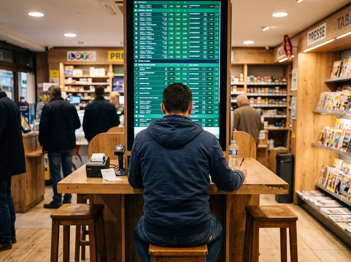 Interface plein écran dédiée au point de vente FDJ pour consulter grilles et cotes