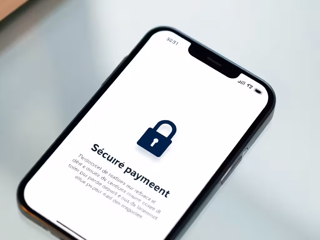 Interface de paiement en ligne sécurisée, symboles de confiance et transaction Peppermill