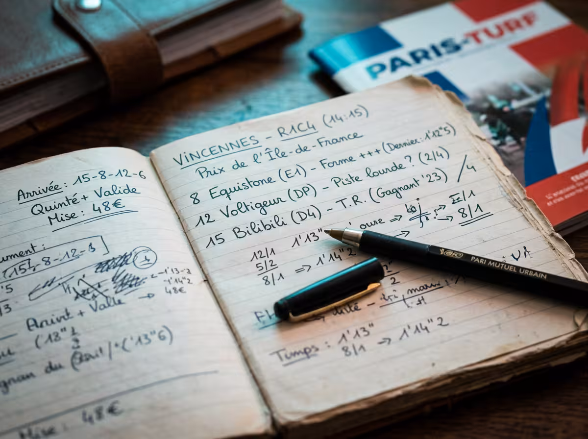 Carnet d'analyse des cotes du Prix d'Amérique 2026 avec notations à la main
