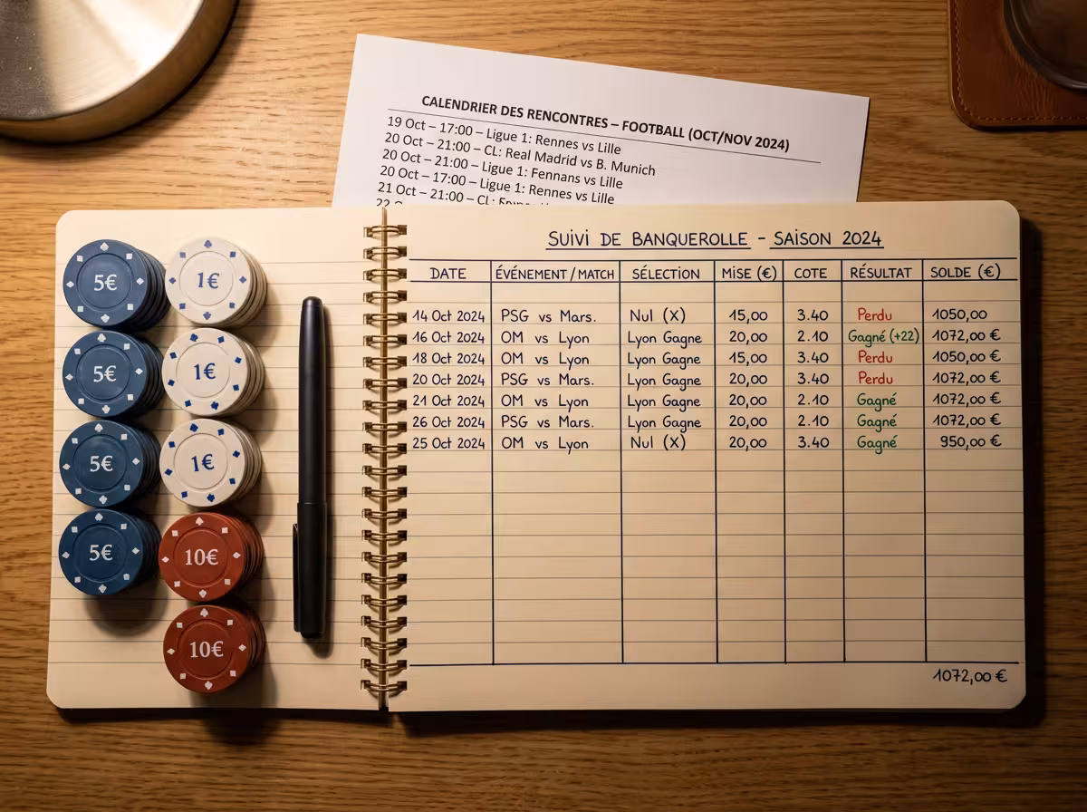 Gestion de bankroll et mises mesurées pour suivre des pronos sportifs avec discipline