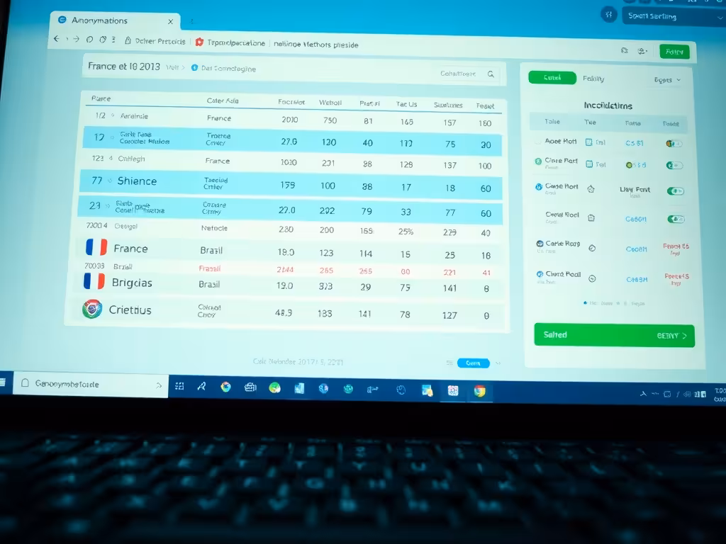 Tableau de cotes et calendrier des rencontres internationales sur une plateforme de paris