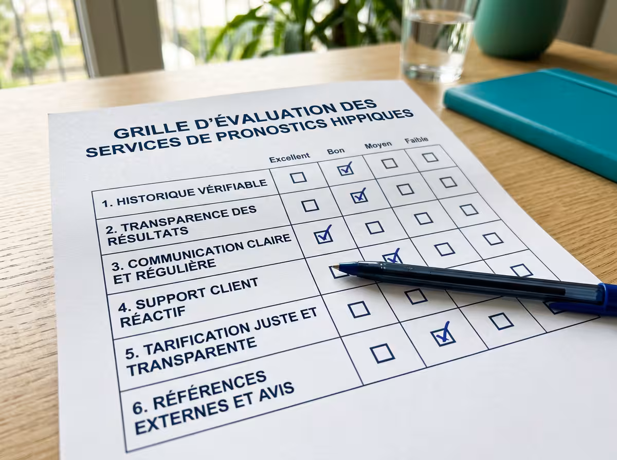Grille d'évaluation des critères pour juger la fiabilité d'un service de pronostics quinté