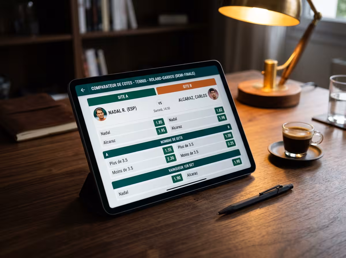 Comparaison de cotes tennis sur tablette pour choisir le meilleur bookmaker agréé ANJ