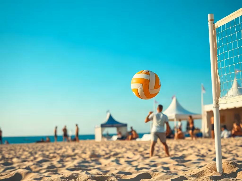 Terrain de beach-volley comparant les différences de jeu en pronostic salle versus plage