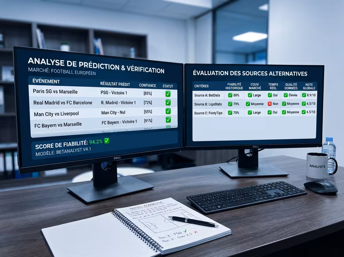 Bureau de comparaison entre deux sources de pronostics quinté avec critères d'évaluation critique