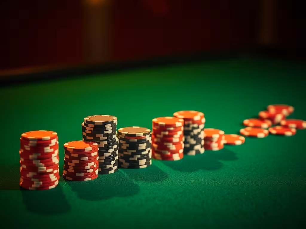 Jetons de casino en progression ascendante, illustration de la martingale en roulette