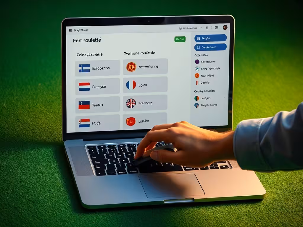 Main sélectionnant une variante de roulette gratuite parmi plusieurs options, accès sans inscription et facile.