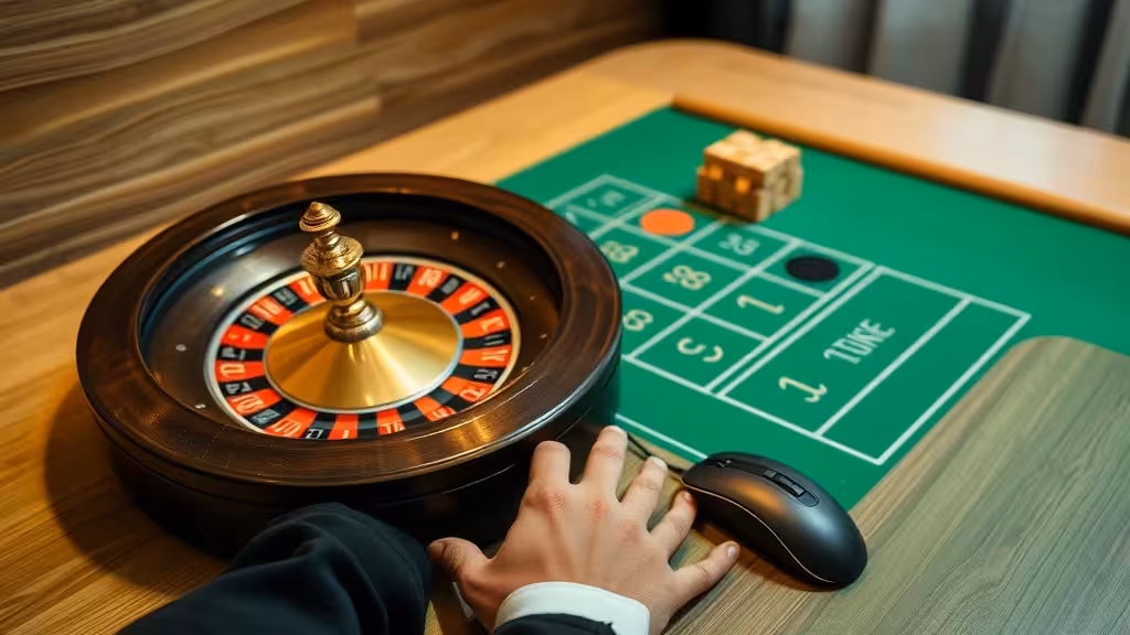 Interface roulette gratuite sans téléchargement affichée sur écran d'ordinateur avec décor casino