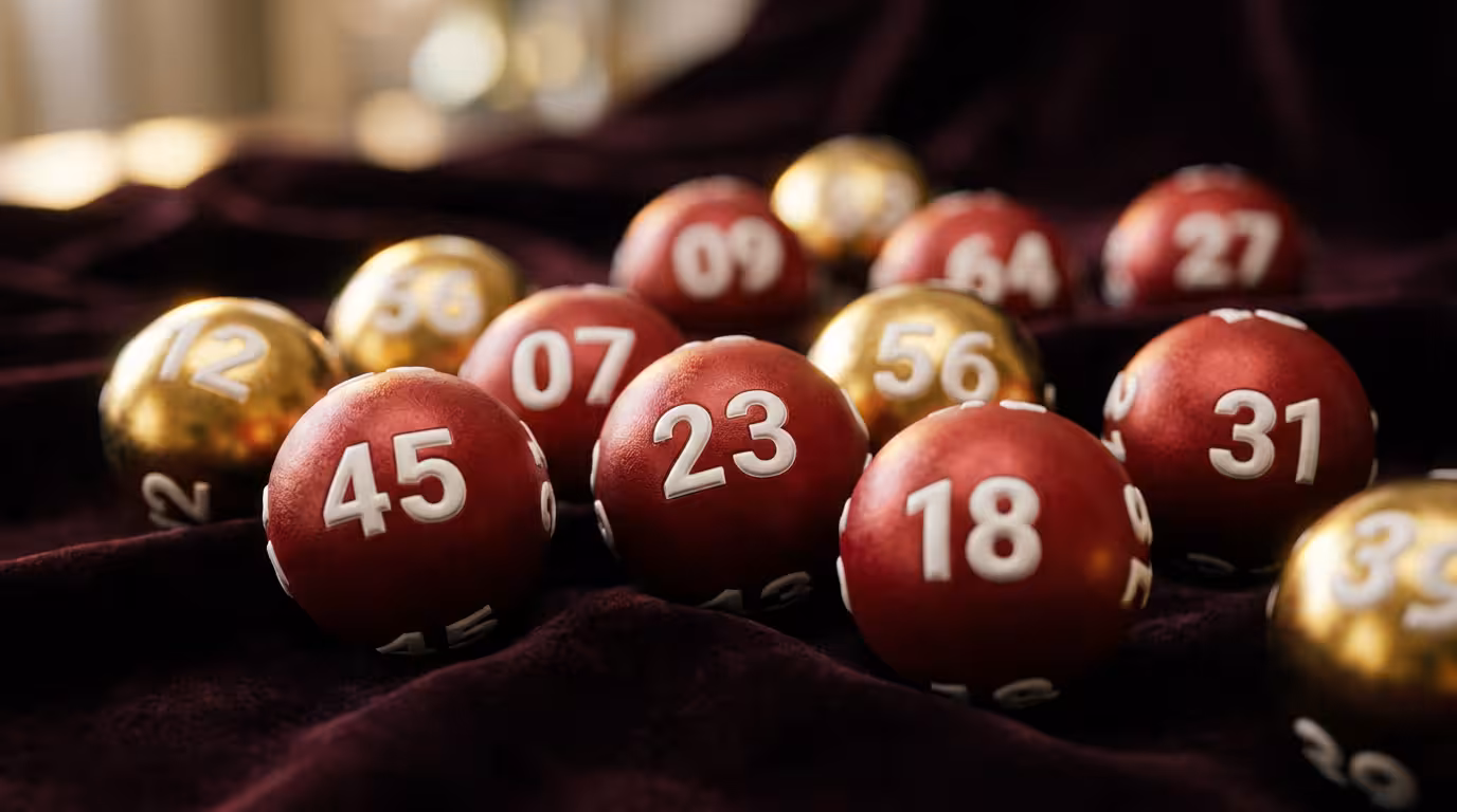 Balles de loterie numérotées sur velours sombre illustrant les statistiques EuroMillions depuis 2004