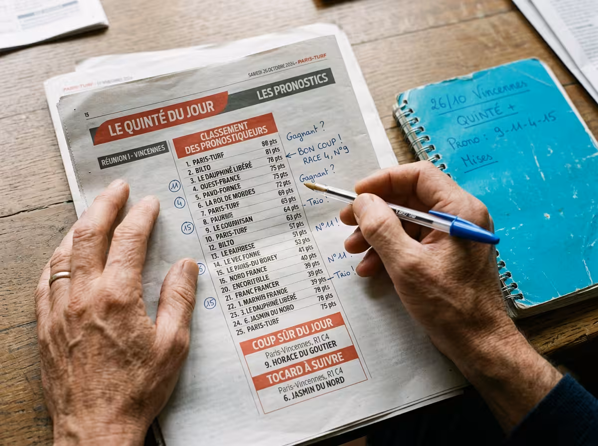 Lecture du classement statoprono dans la presse hippique annotée au stylo