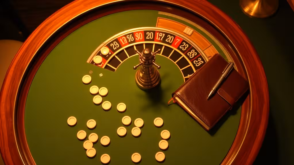 Table de roulette professionnelle avec jetons et carnet d'analyse pour stratégie.
