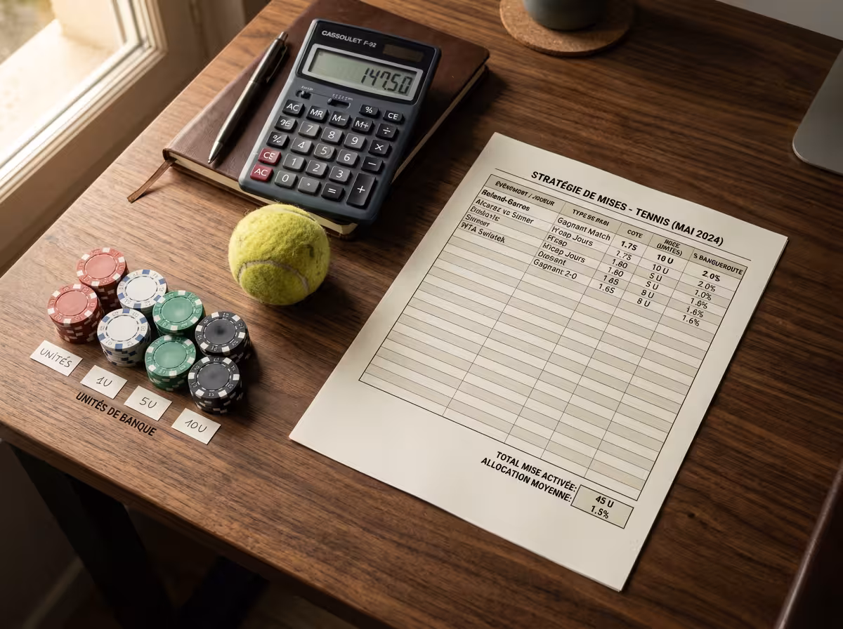 Gestion de bankroll pour tennis prono avec jetons unités et tableau de mises en français